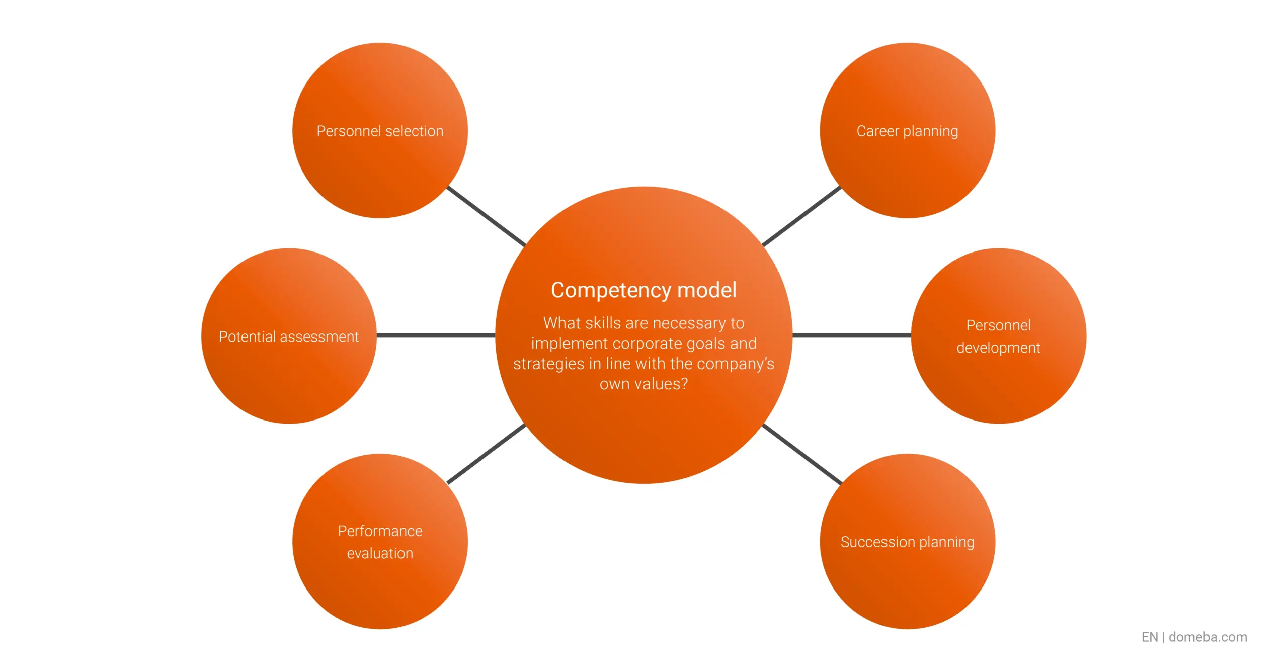 Representation of all application areas of a competency model; e.g. performance assessment, career planning and succession planning