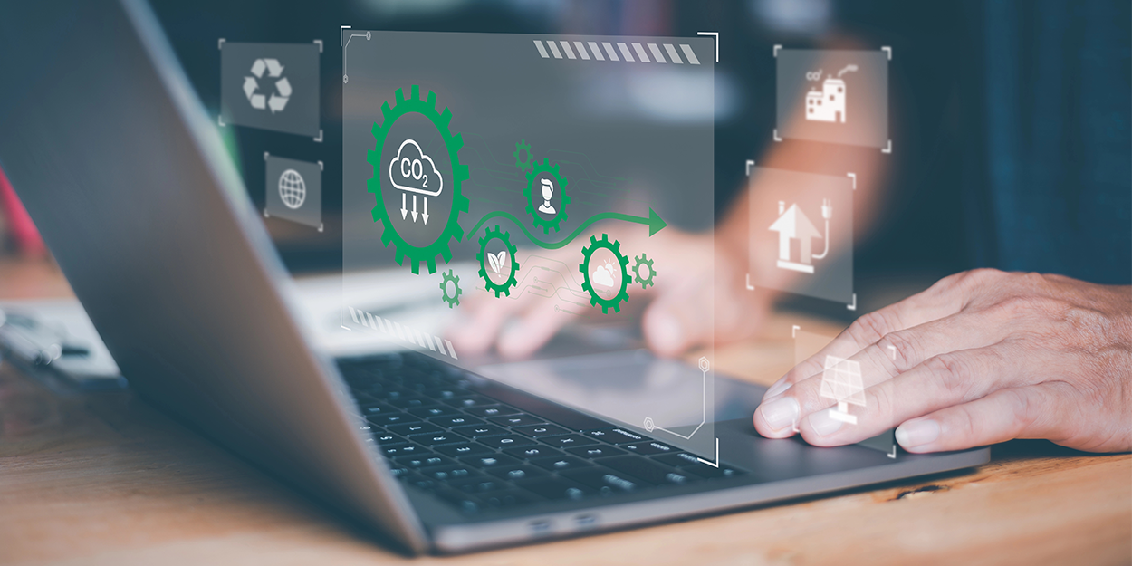 A laptop with ESG symbols