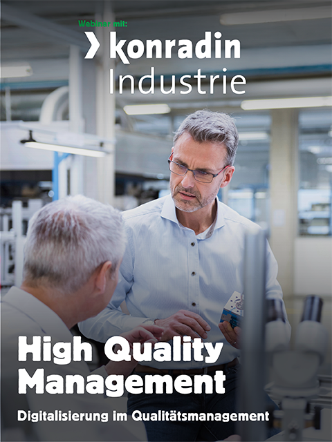 Webinar High Quality Management. Zwei Männer sind auf dem Bild zu sehen und schauen sich an.