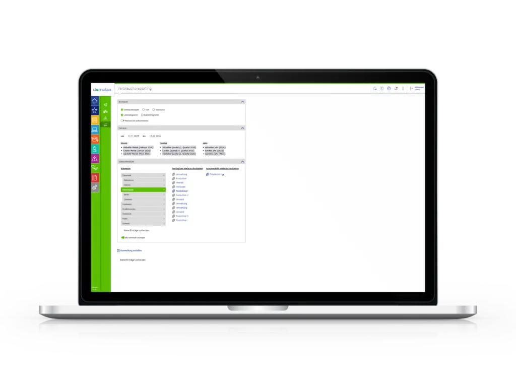 Computerbildschirm mit abgebildeter domeba Software Nachhaltigkeit.