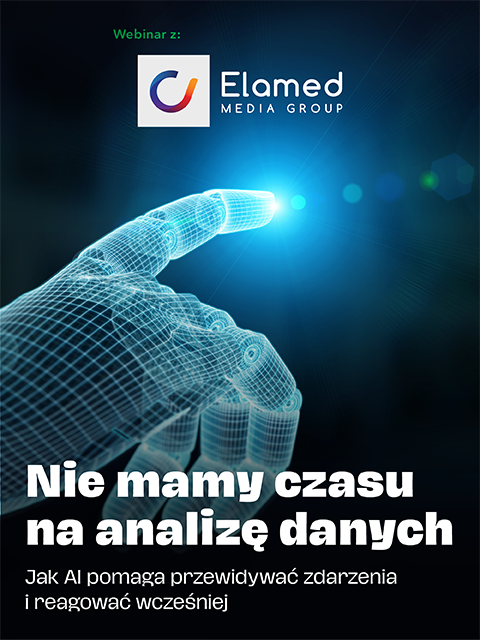 Cyfrowa dłoń skierowana do przodu z podświetlonym palcem wskazującym w środowisku cyfrowym