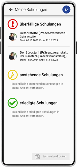 domeba App: Schulungen